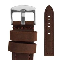 Montre Bracelet 22 Cuir Brun Fonc - Fermoir Massif -...