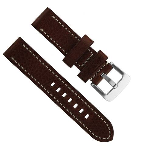Uhrarmband 22 Leder dunkelbraun - Schliee SEHR massiv - Fliegeruhren Retro