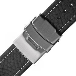 Uhrarmband Faltschliee Leder schwarz POLJOT 22 mm Uhr...