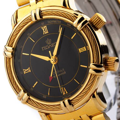 POLJOT Signal 2612  Wecker goldfarbig russische mechanische Uhr Armbandwecker