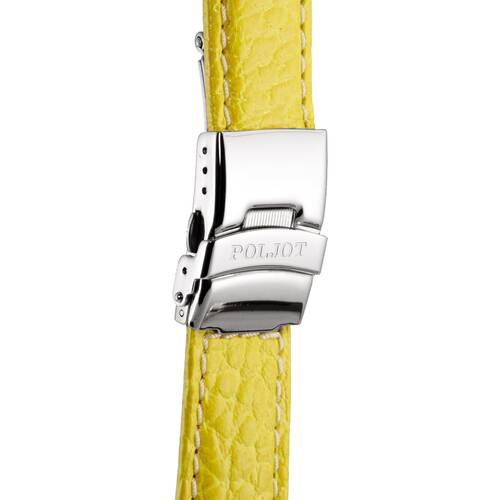 POLJOT BFFELLEDERBAND 20 mm - gelb - polierte Faltschschliee Uhr Uhrenarmband