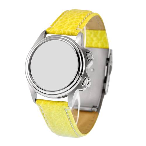 POLJOT BFFELLEDERBAND 20 mm - gelb - polierte Faltschschliee Uhr Uhrenarmband